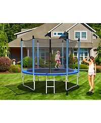 Akiudex Outdoor Trampoline with Safety Net Ladder and Steel Frame
