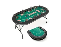 Akiudex 72 Inch Foldable Poker Table with Cup Holders and Padded Armrests for 8 Players