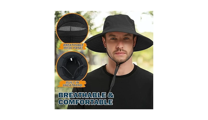 Multijoy Wide Brim Sun Hat, Upf 50+ Uv Protection Waterproof Packable Bucket Hat for Men & Women