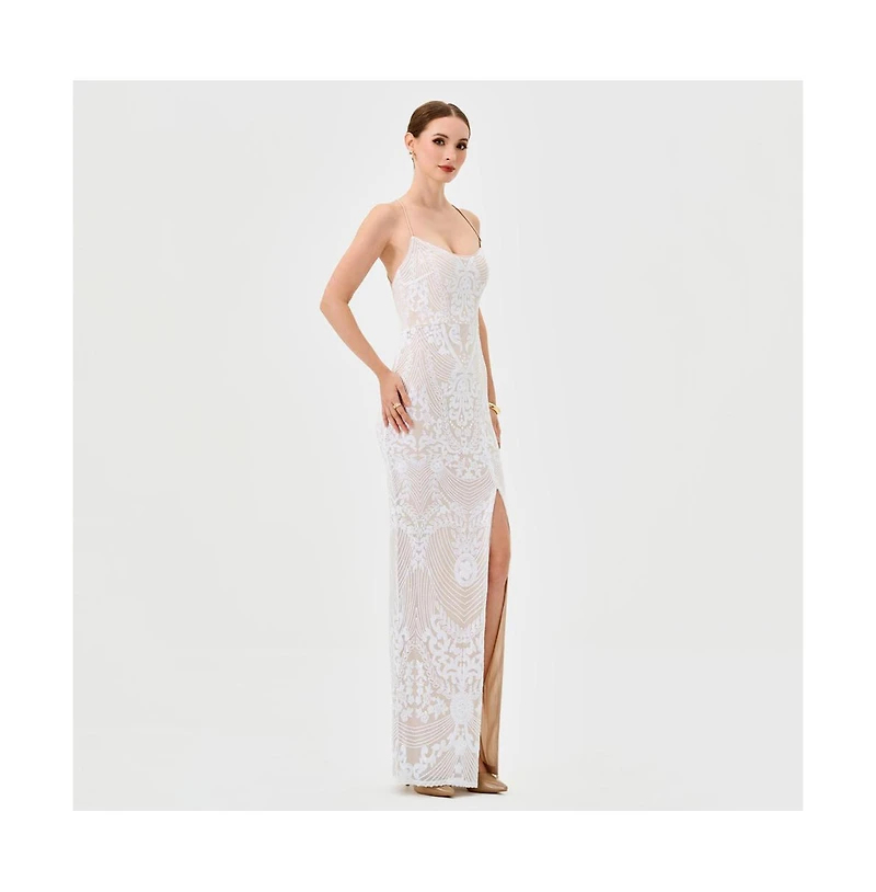 Bariano Sera Strappy Back Sequin Gown
