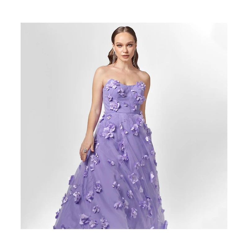 Bariano Women's Ila Strapless Hi Lo Gown
