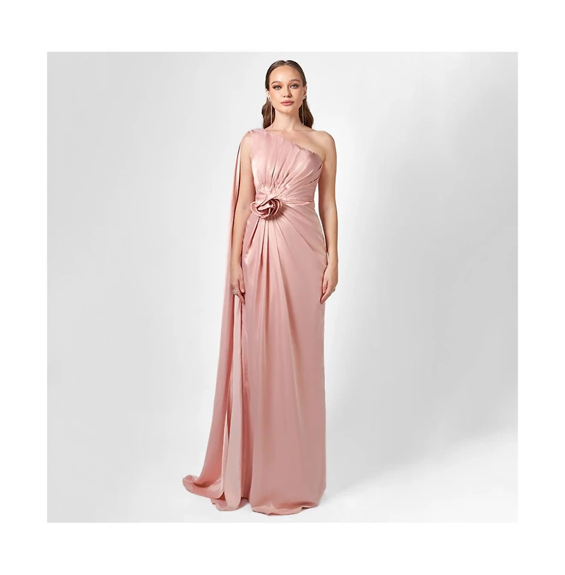 Bariano Justine One Shoulder Cape Gown