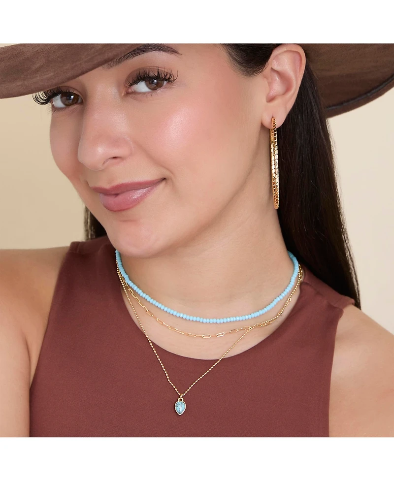 Jessica Simpson Layered Turquoise Bead & Heart Pendant Necklace