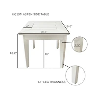 LuXeo Aspen 18.2"" Hdpe Outdoor Side Table, White