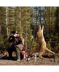 Akiudex Heavy-Duty Tripod Deer Hoist with Crank Winch and Steel Cable for Game Processing