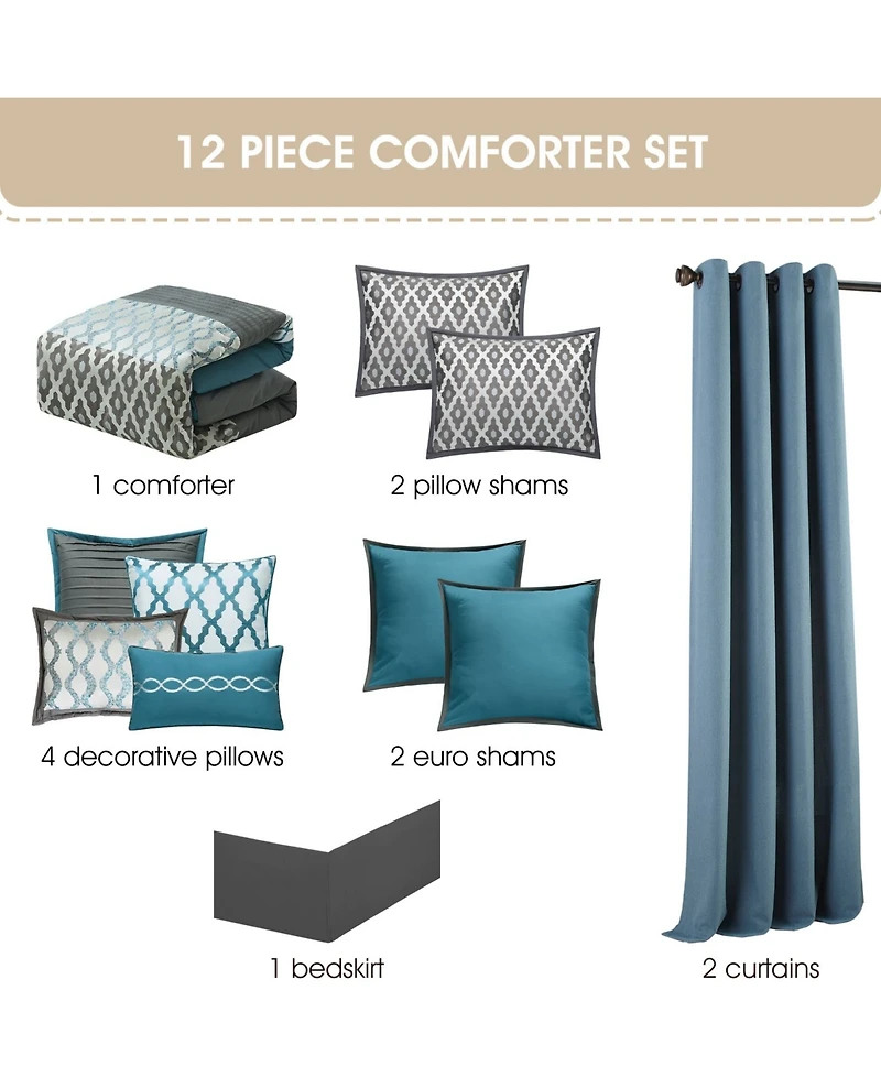Stratford Park Caval Geometric Patchwork 12-Pc. Comforter Set