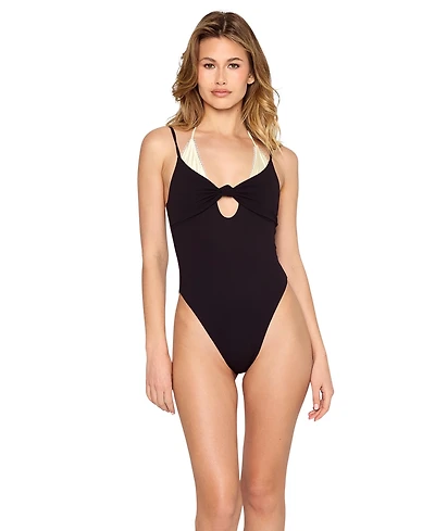 Beach Bunny Swimwear Women's Satin Twist Keyhole One-Piece Swimsuit