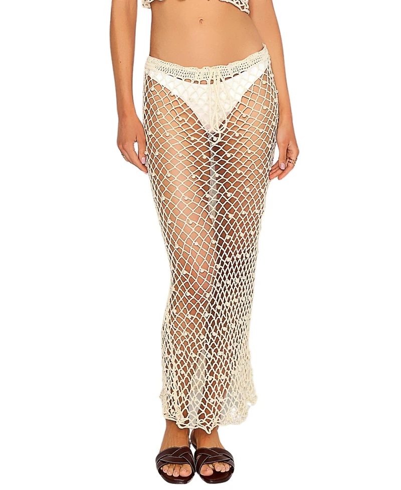 Beach Bunny Swimwear Women's Crochet Pearl Detail Cover Up Skirt