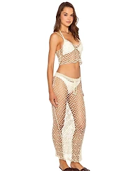 Beach Bunny Swimwear Women's Crochet Pearl Detail Cover Up Top