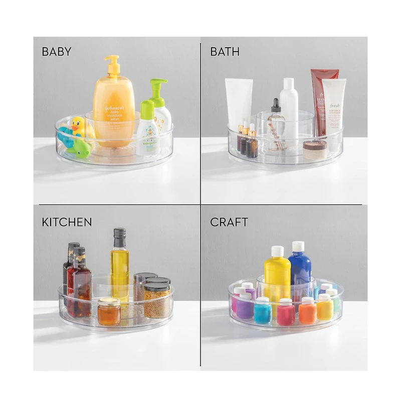 iDesign 12-inch Divided Lazy Susan for Bathroom Storage - Clear