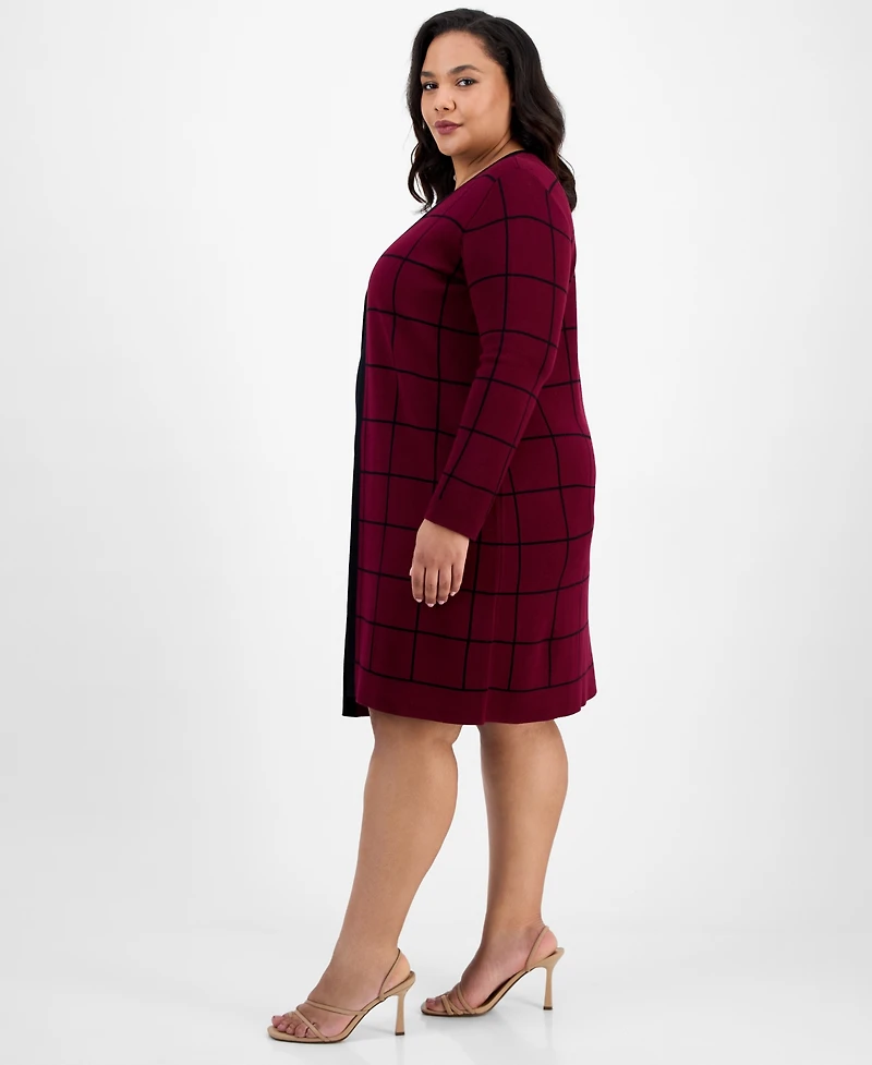 Sandra Darren Plus Layered-Look Sweater Dress