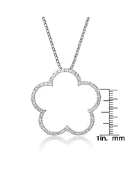 Sterling Silver Cubic Zirconia Large Open Flower Shape Necklace