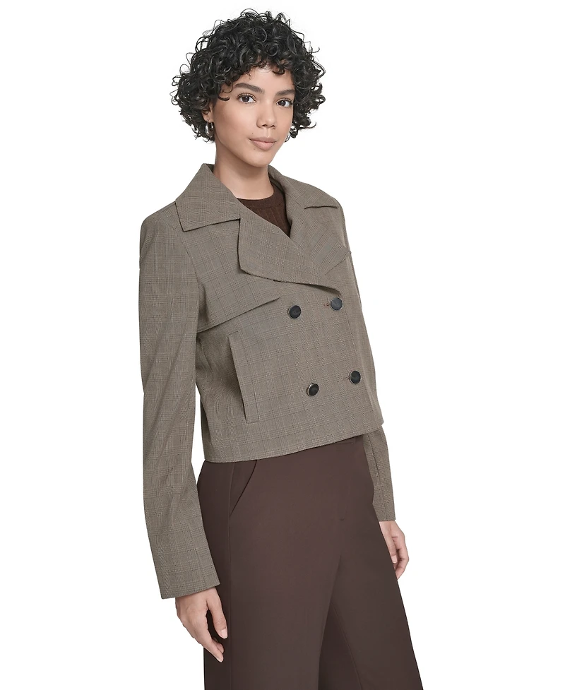 Calvin Klein Petite Novelty Cropped Double Breasted Trench Jacket
