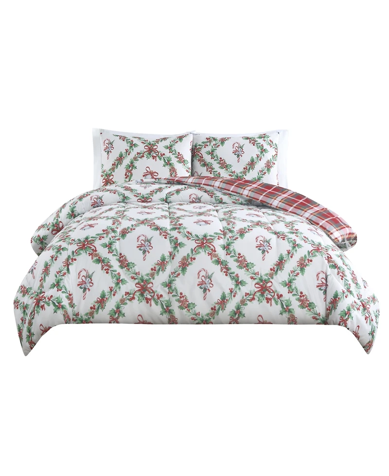 Enchante Wreath With Bow Reversible 3-Pc. Comforter Sets, Created for Macy's