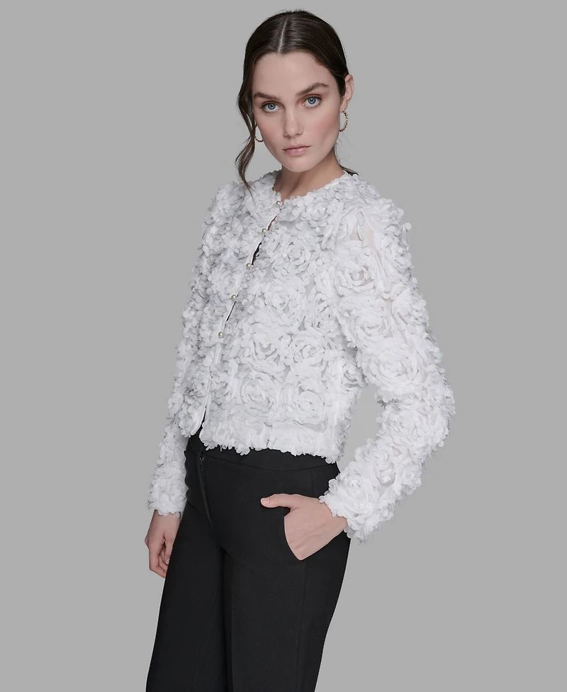 Karl Lagerfeld Paris Women's 3D Floral Applique Jacket