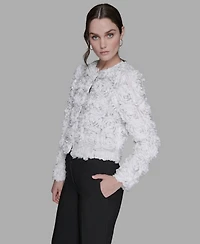Karl Lagerfeld Paris Women's 3D Floral Applique Jacket