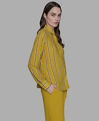 Karl Lagerfeld Paris Women's Striped Faux-Pearl Shirt