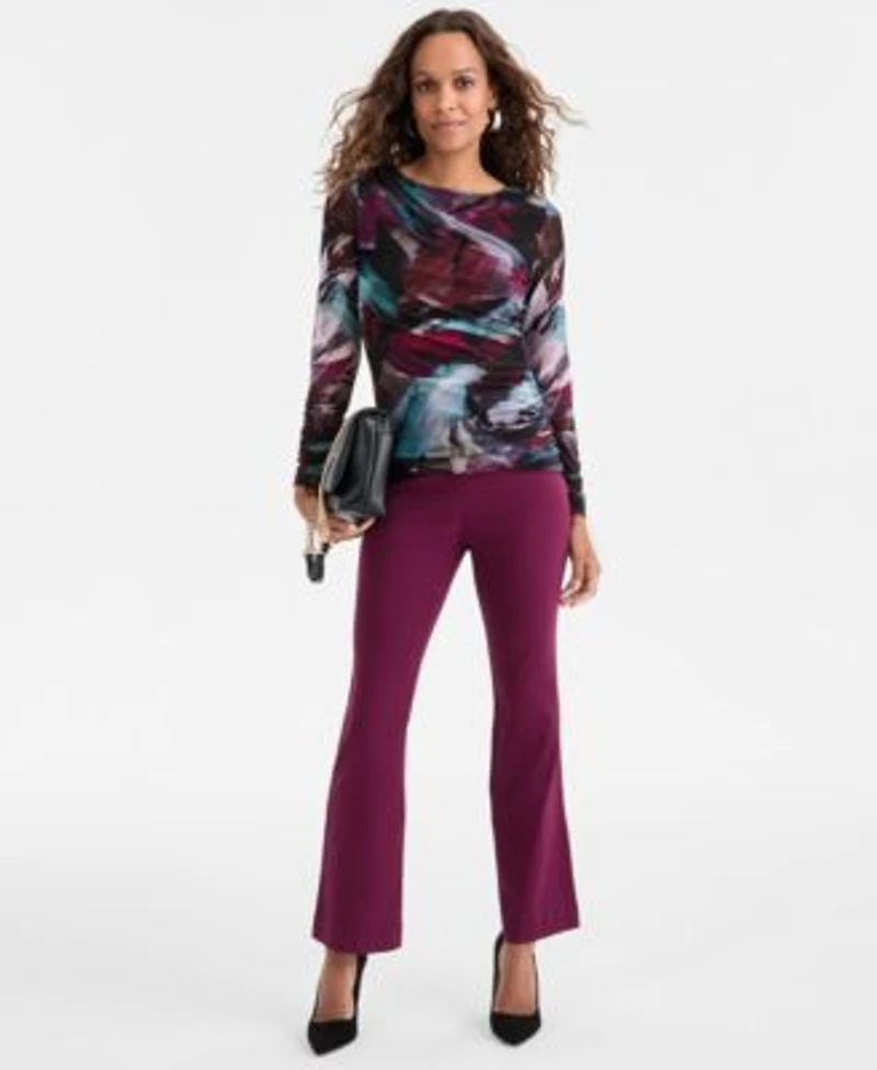 I.N.C. International Concepts Petite Printed Mesh Top Mid Rise Bootcut Pants Macys Exclusive