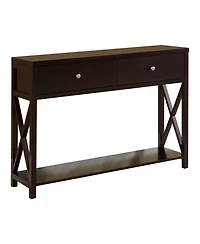Kings Brand Furniture Console Sofa Entryway Table with Storage Shelf & Drawers, Cherry
