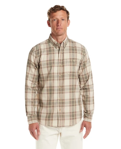 Weatherproof Vintage Men's Long Sleeve Button-Down Burnout Plaid Flannel Shirt