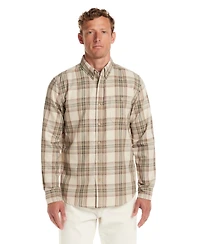 Weatherproof Vintage Men's Long Sleeve Button-Down Burnout Plaid Flannel Shirt