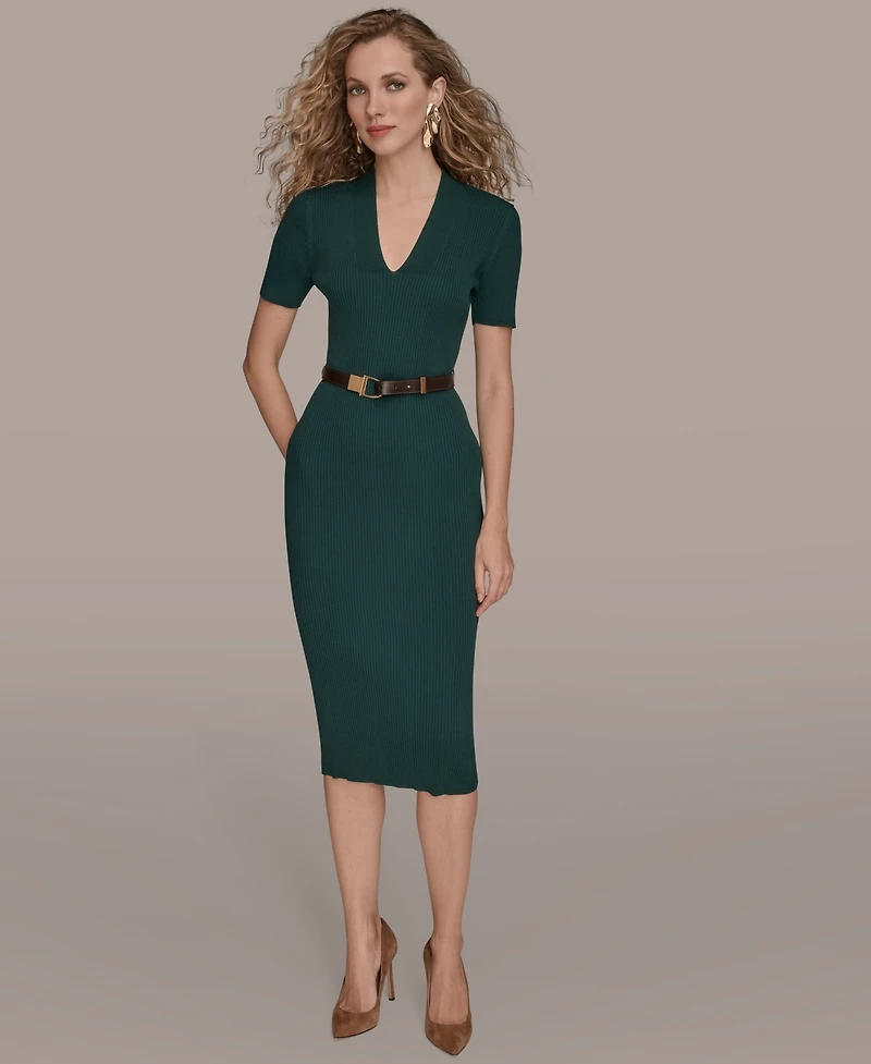 Donna Karan New York Petite Sweater Short Sleeve Midi Dress