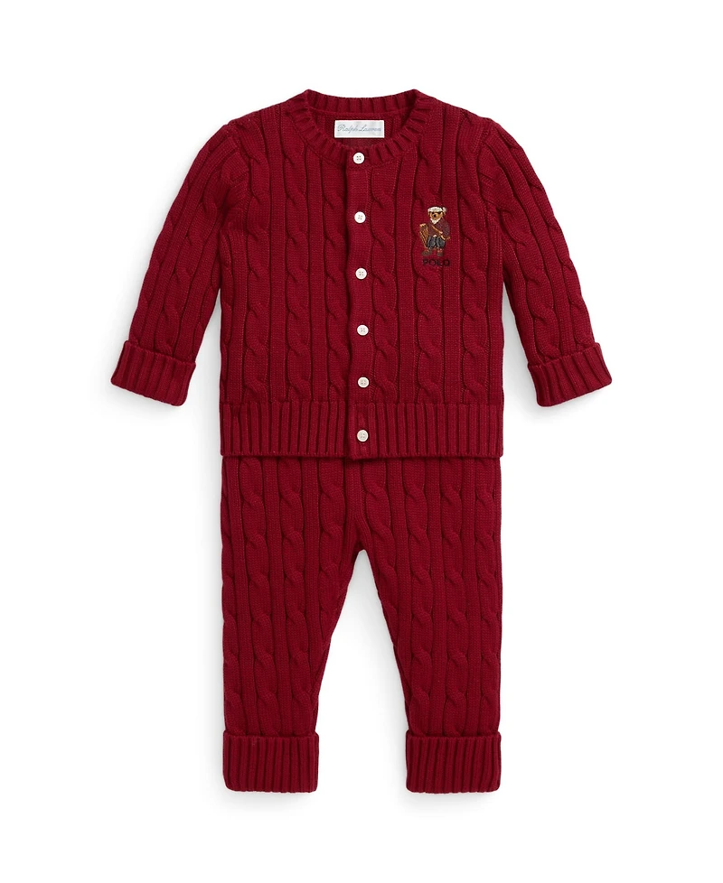 Polo Ralph Lauren Baby Boys 2-Piece Bear Cardigan and Pants Set