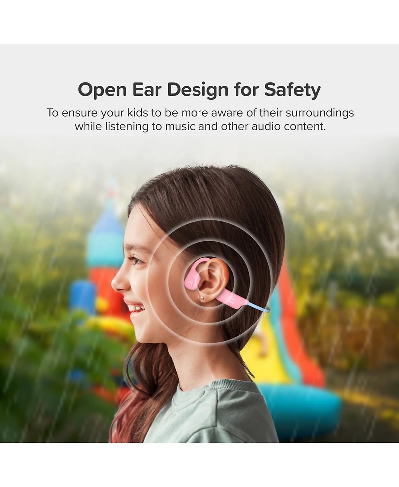 myFirst Headphones Airwaves - Truly Wireless, Bluetooth, Open-Ear headphones for Kids - Pink