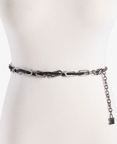 Steve Madden Rhinestone Rope Laced Chain Belt
