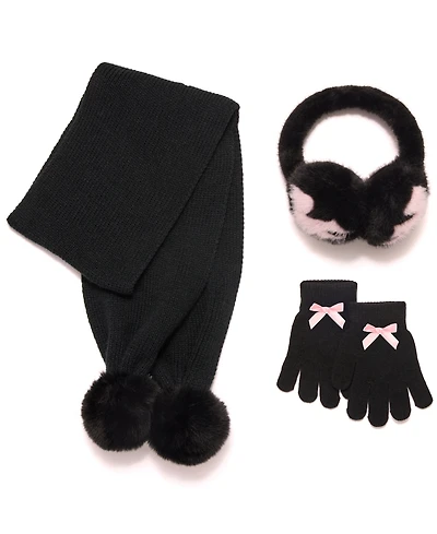 InMocean Big Girls 3-Piece Earmuffs, Gloves, and Scarf Set