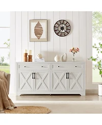 Casainc 61" White Freestanding Base Kitchen Cabinet