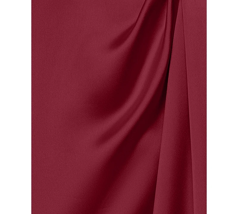 Xscape Women's Off-The-Shoulder Short Sleeve Satin Long Dress