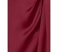 Xscape Women's Off-The-Shoulder Short Sleeve Satin Long Dress