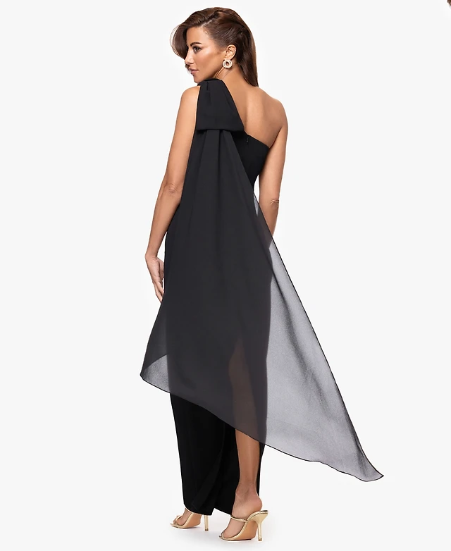 open lace back dress Dark Navy Strapless Pleated Prom Dress with Ruffle – FancyVestido main image 0