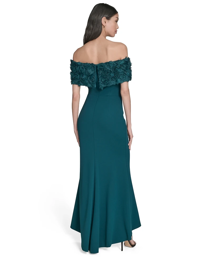 Eliza J Women's Off-The-Shoulder Side-Ruched Gown