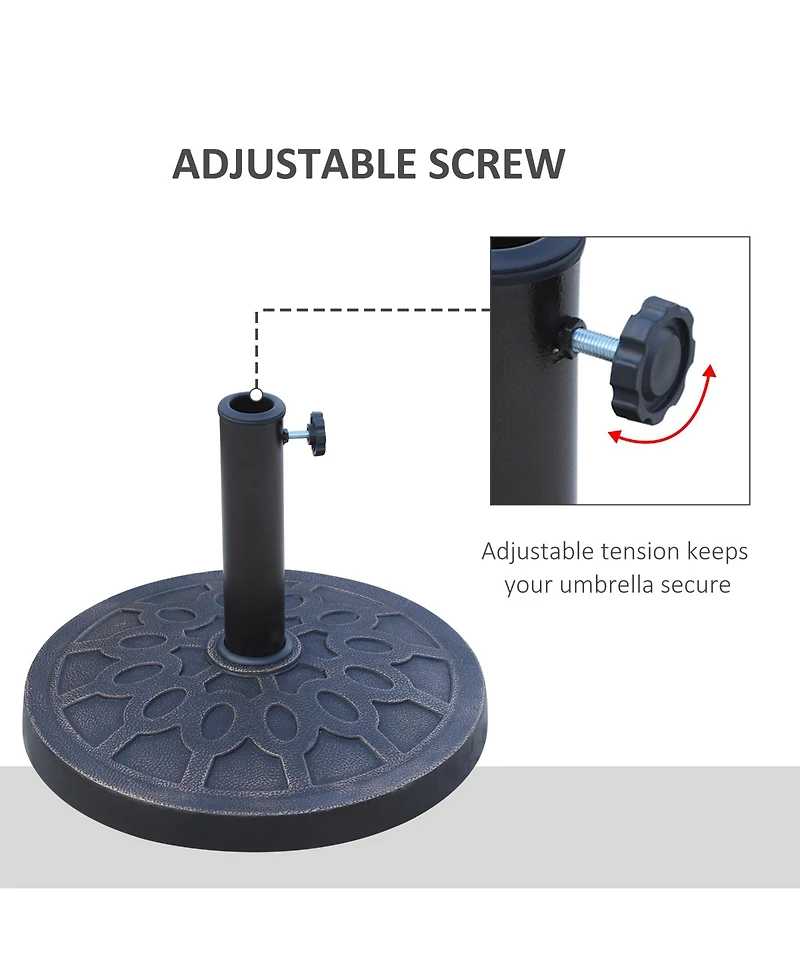 Outsunny 26 lb Round Cast Stone Umbrella Base Holder w/ Decoration Pattern