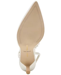 Dolce Vita Women's Kamra Pearl Mid Satin Strappy Kitten Heel Pumps