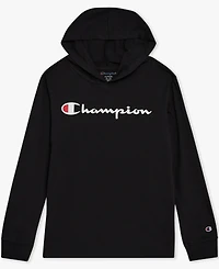 Champion Big Boys Signature Logo Long-Sleeve Hooded T-Shirt