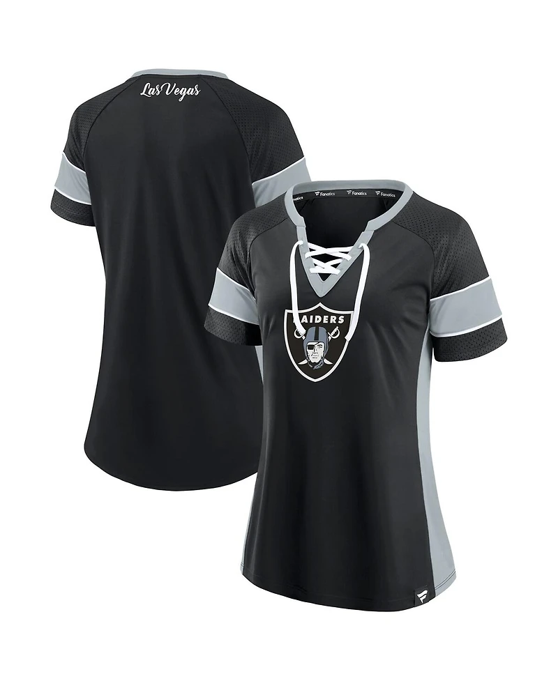Fanatics Women's Black Las Vegas Raiders Athena Lace-Up Top