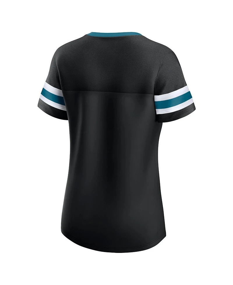 Fanatics Women's Black Jacksonville Jaguars Lace-Up Bling T-Shirt