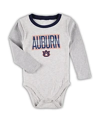 Wes & Willy Baby Boys and Girls Heather Gray Auburn Tigers Jie Long Sleeve Bodysuit Pants Set