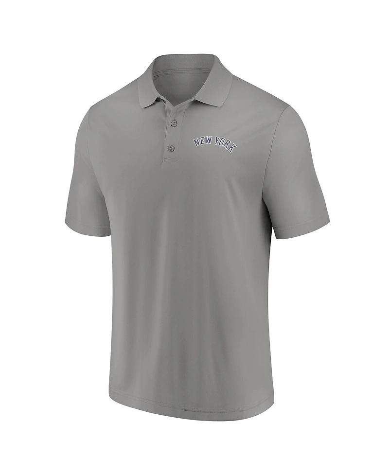 Fanatics Men's Gray New York Yankees Logo Polo Shirt