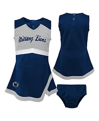 Outerstuff Girls Preschool 2-Piece Navy Penn State Nittany Lions Cheer Captain Jumper Dress with Bloomers Set