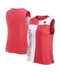 Fanatics Women's Red/White Tampa Bay Buccaneers Script Color Block Tank Top