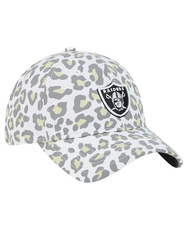 New Era Big Girls White Las Vegas Raiders Active Leopard 9TWENTY Adjustable Hat