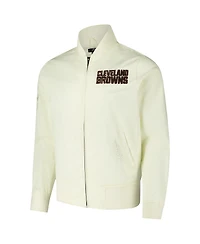 Pro Standard Men's Cream Cleveland Browns Triple Tonal Full-Zip Twill Jacket