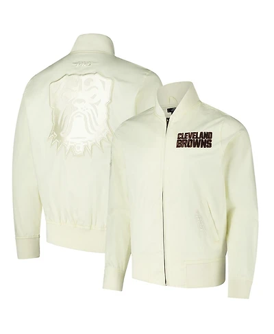 Pro Standard Men's Cream Cleveland Browns Triple Tonal Full-Zip Twill Jacket