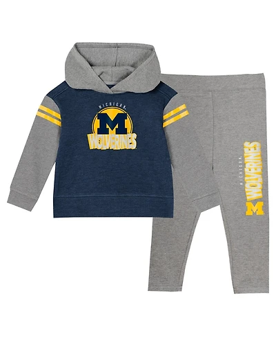 Outerstuff Baby Boys and Girls Navy Michigan Wolverines Clubhouse Pullover Hoodie Legging Set