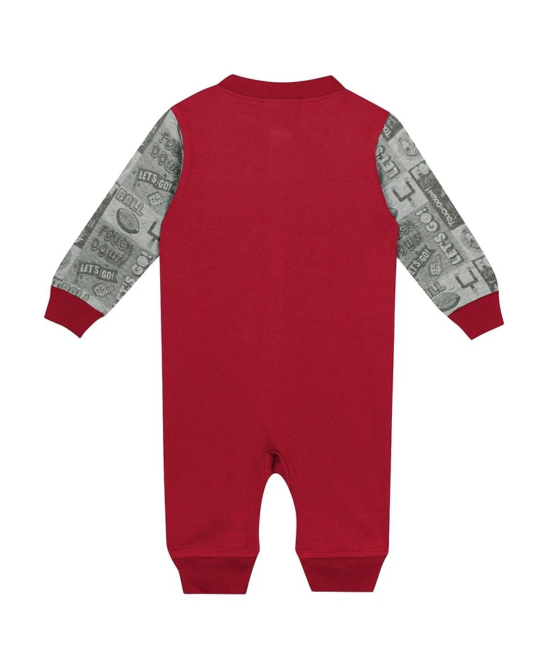 Outerstuff Baby Boys and Girls Crimson Indiana Hoosiers Playbook Color Block Long Sleeve Coveralls