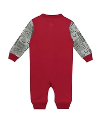 Outerstuff Baby Boys and Girls Crimson Indiana Hoosiers Playbook Color Block Long Sleeve Coveralls